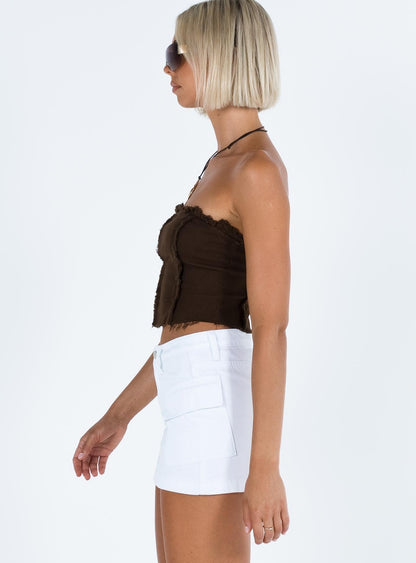 Zakai Cargo Denim Mini Skirt White