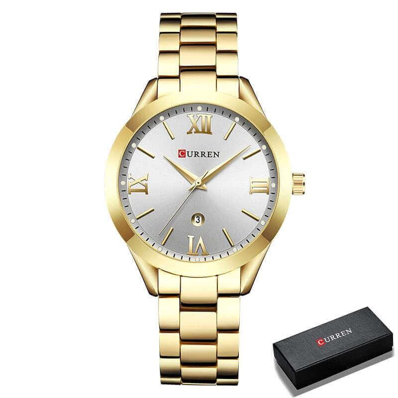 Relógio Feminino Luxo Creative Pulseira Aço Inoxidável Curren® - Zattae